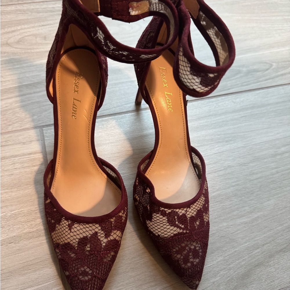 Essex Lane Burgundy Lace Heels